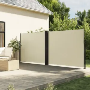 Lahtitõmmatav terrassi privaatsussein, kreemjasvalge, 180 x 1000 cm