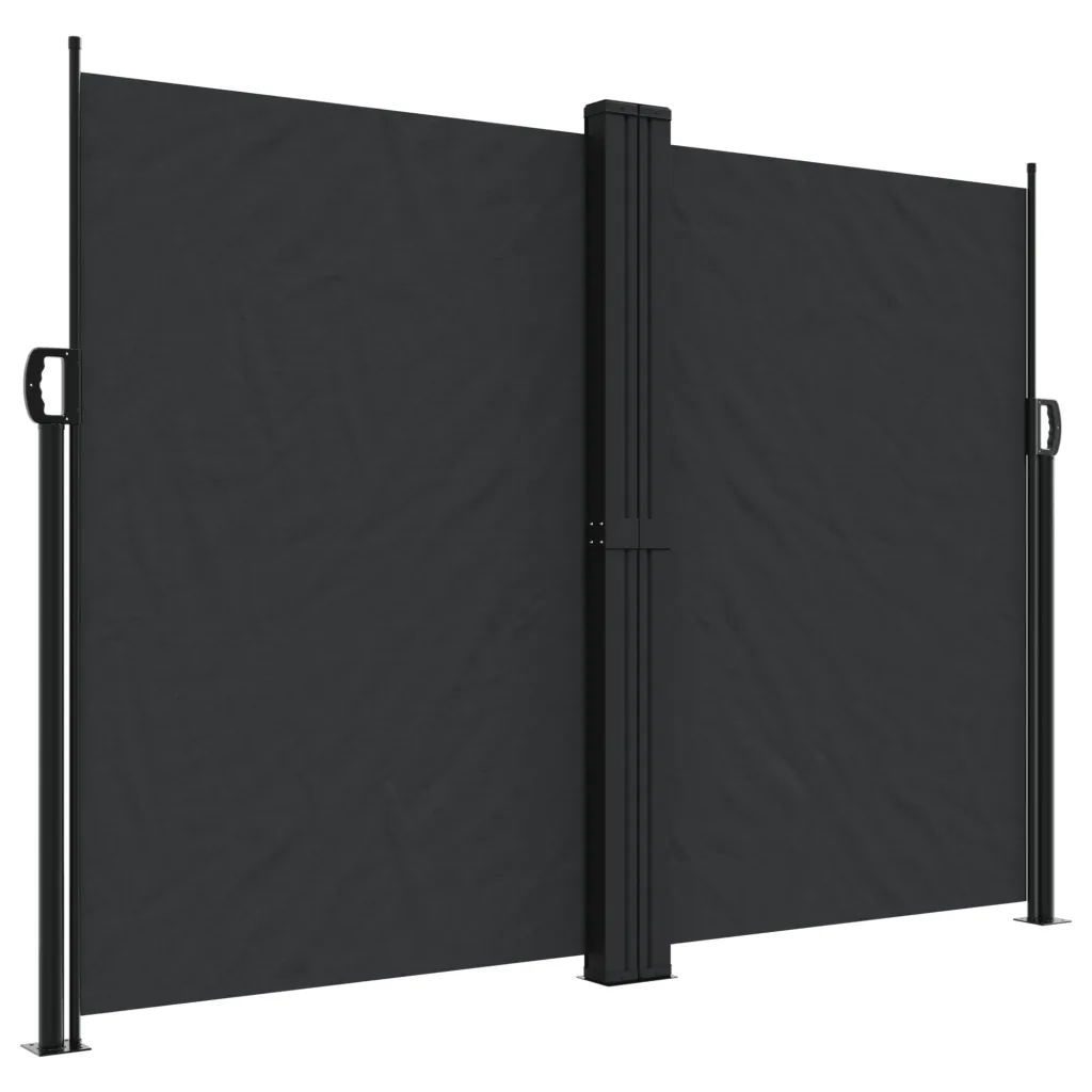 Lahtitõmmatav terrassi privaatsussein, must, 180 x 1000 cm, PU-kattega polüester, terasest ja alumiiniumist raam