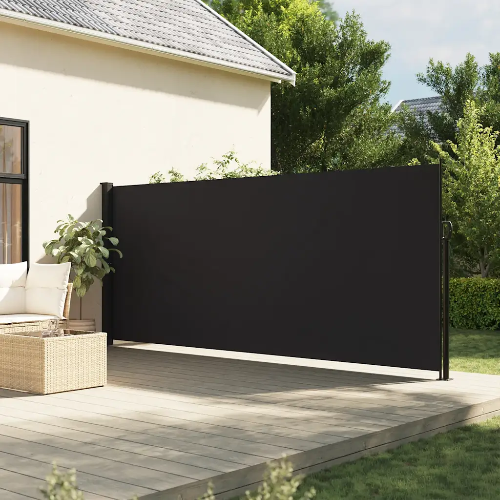Lahtitõmmatav terrassi privaatsussein, must, 180 x 500 cm