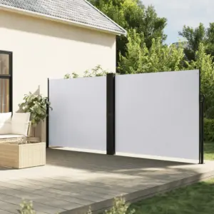 Lahtitõmmatav terrassi privaatsussein, valge, 180 x 600 cm