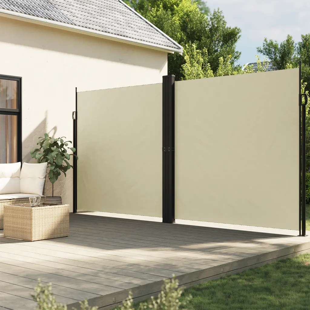 Lahtitõmmatav terrassi privaatsussein, kreemjasvalge, 200 x 1200 cm