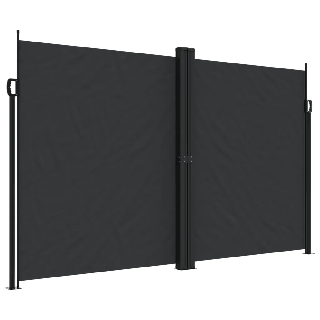 Lahtitõmmatav terrassi privaatsussein, must, PU-kattega polüester, 200 x 600 cm