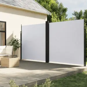 Lahtitõmmatav terrassi privaatsussein, valge, 200 x 600 cm