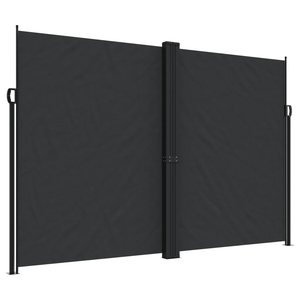 Lahtitõmmatav terrassi privaatsussein, must, 220 x 1000 cm, PU-polüester, teras-alumiiniumraam