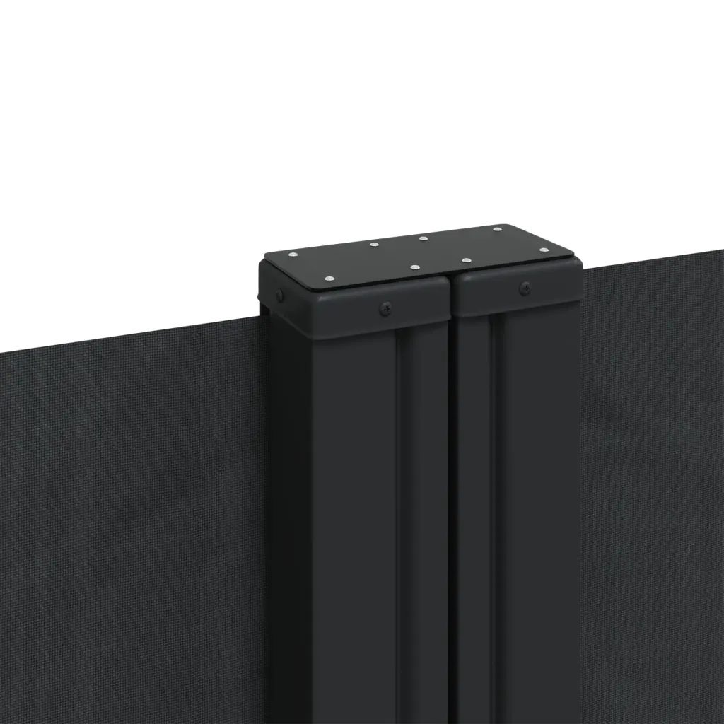 Lahtitõmmatav terrassi privaatsussein, must, 220 x 1000 cm, PU-polüester, teras-alumiiniumraam