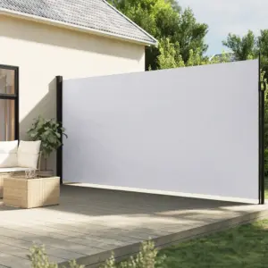 Lahtitõmmatav terrassi privaatsussein, valge, vee- ja UV-kindel, 220 x 500 cm