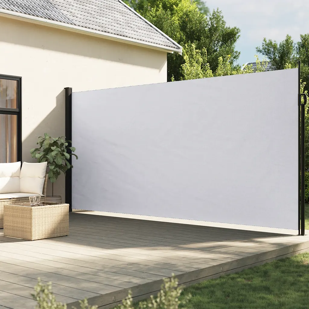Lahtitõmmatav terrassi privaatsussein, valge, vee- ja UV-kindel, 220 x 500 cm