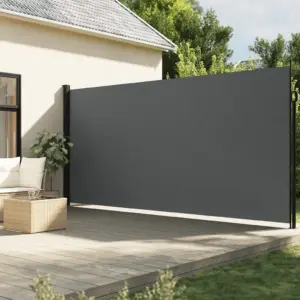 Lahtitõmmatav terrassi privaatsussein, vee- ja UV-kindel polüester, antratsiithall, 220 x 500 cm