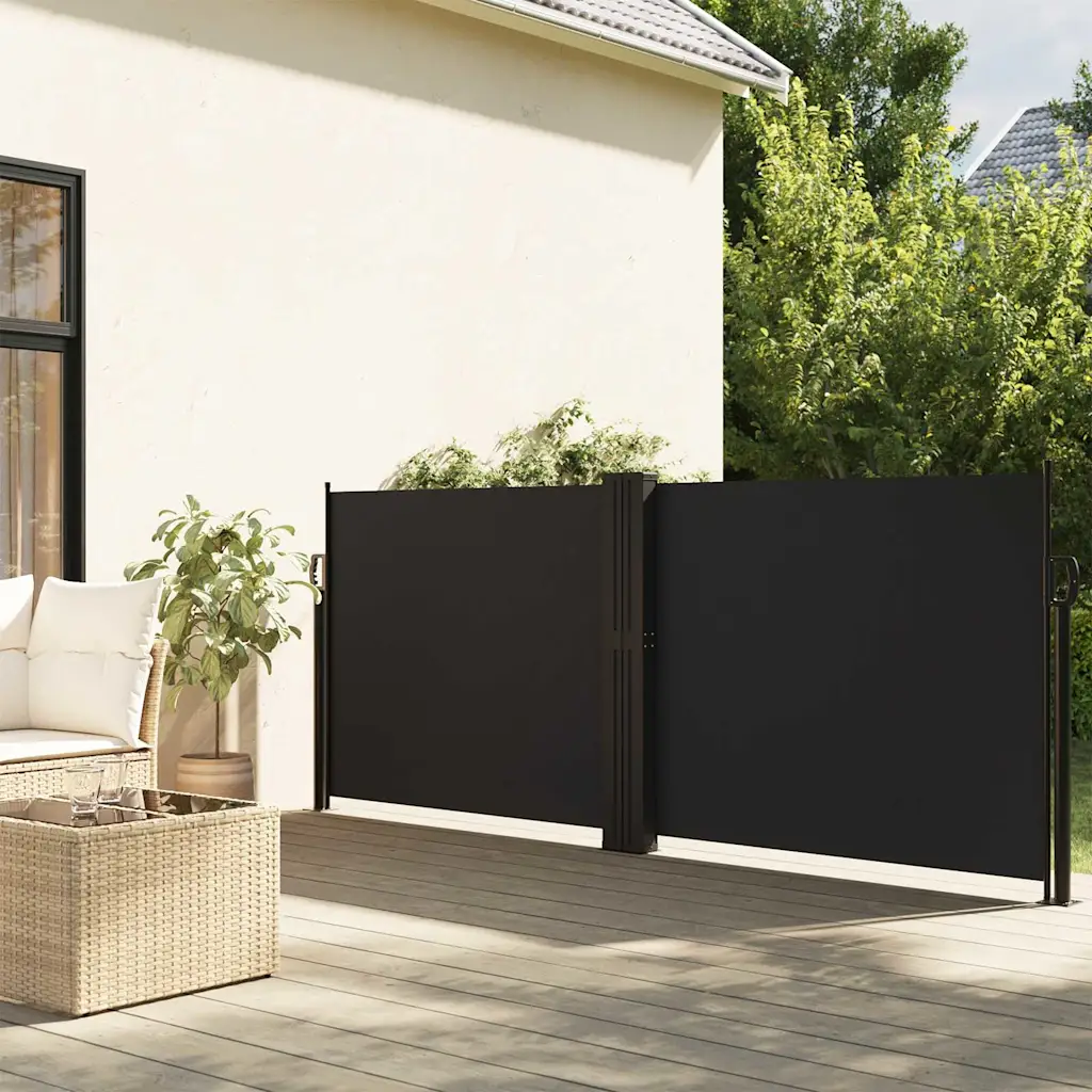 Lahtitõmmatav terrassi privaatsussein, must, 140 x 600 cm