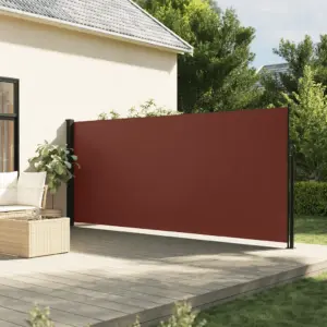 Lahtitõmmatav terrassi privaatsussein, pruun, PU-kattega polüester, teras- ja alumiiniumraam, 160 x 300 cm