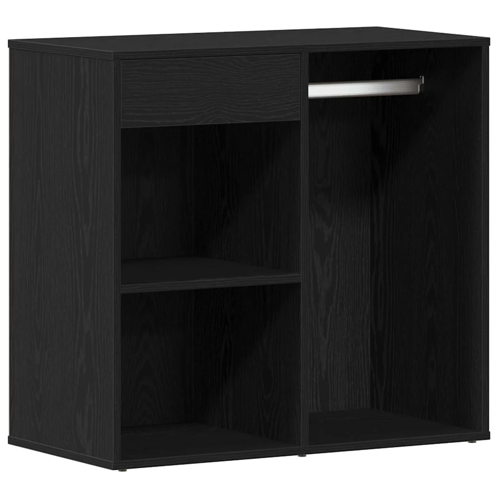 LED meigilaua ja riidekapiga kosmeetikakomplekt, must tamm, tehispuit, 140 x 40 x 140 cm