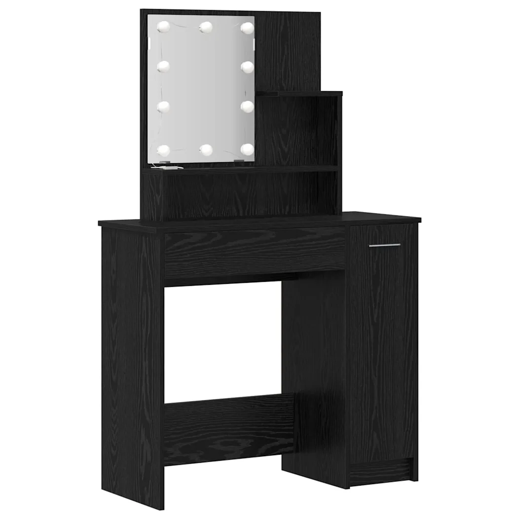 LED meigilaud pingiga, must tamm, tehispuit, 2-osaline komplekt