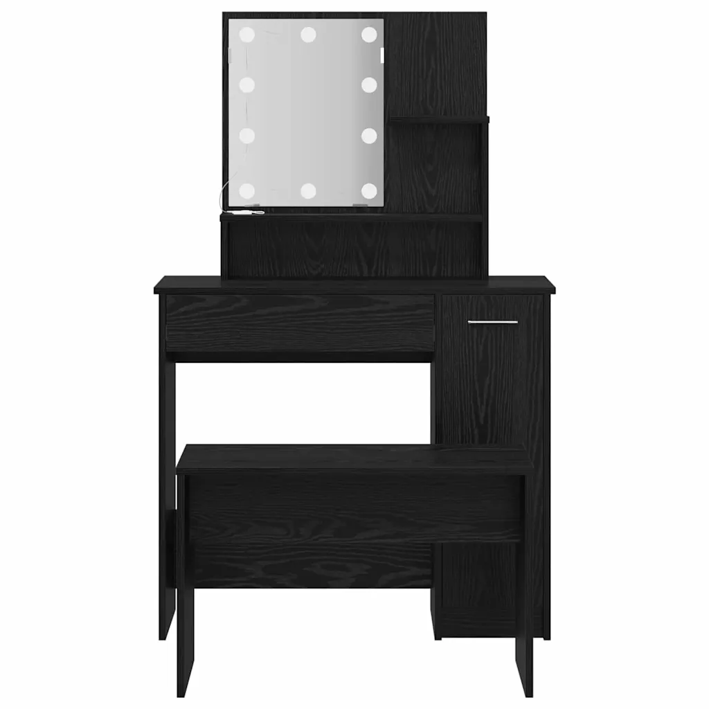 LED meigilaud pingiga, must tamm, tehispuit, 2-osaline komplekt