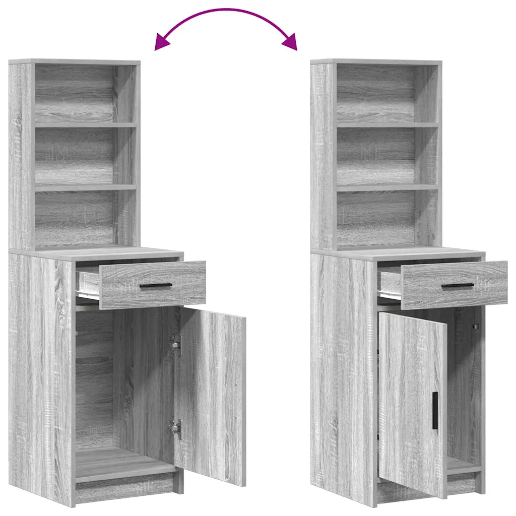 LED-peegliga riietuslauakomplekt, 3-osaline, hall sonoma tehispuit, 50 x 41 x 135 cm