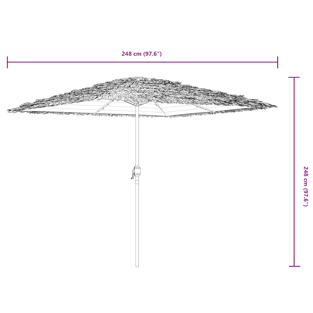 LED-tuledega aia päikesevari teraspostiga ja õlgedest pealisega, pruun, 248 x 248 cm