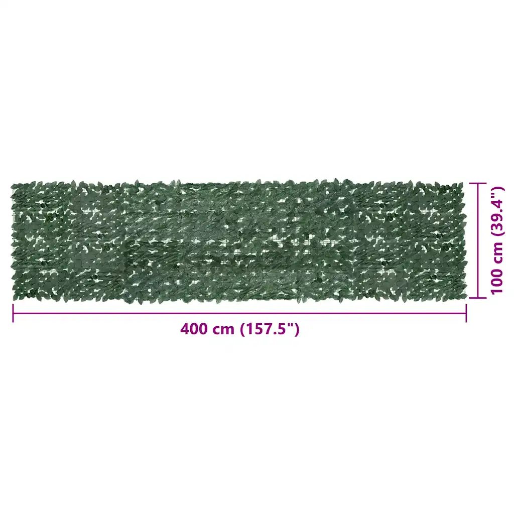 Lehtedega rõdusirm, tumeroheline, 400 x 100 cm