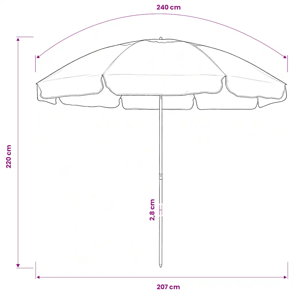 Rannapäikesevari liivakollane polüestrist, kallutatav, 240 cm