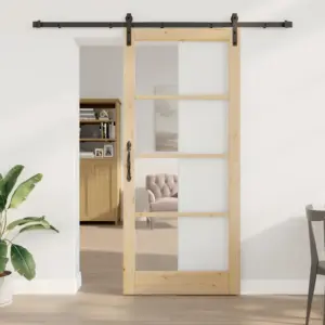 Liuguks ORKDAL männipuidust ja klaasiga, looduslik ja must, 93 x 211 cm
