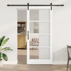 Liuguks ORKDAL, männipuit ja klaas, valge-must, 93 x 211 cm