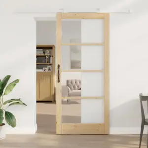Lükanduks ORKDAL neutraalse tooniga männipuidust ja klaasist, 93 x 211 cm