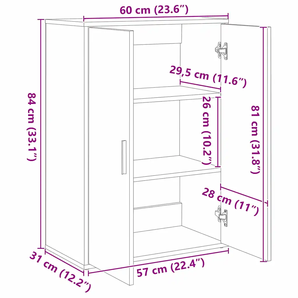 Madal kapikomplekt 2 tk, vana puidu toon, tehispuit, 60 x 31 x 84 cm