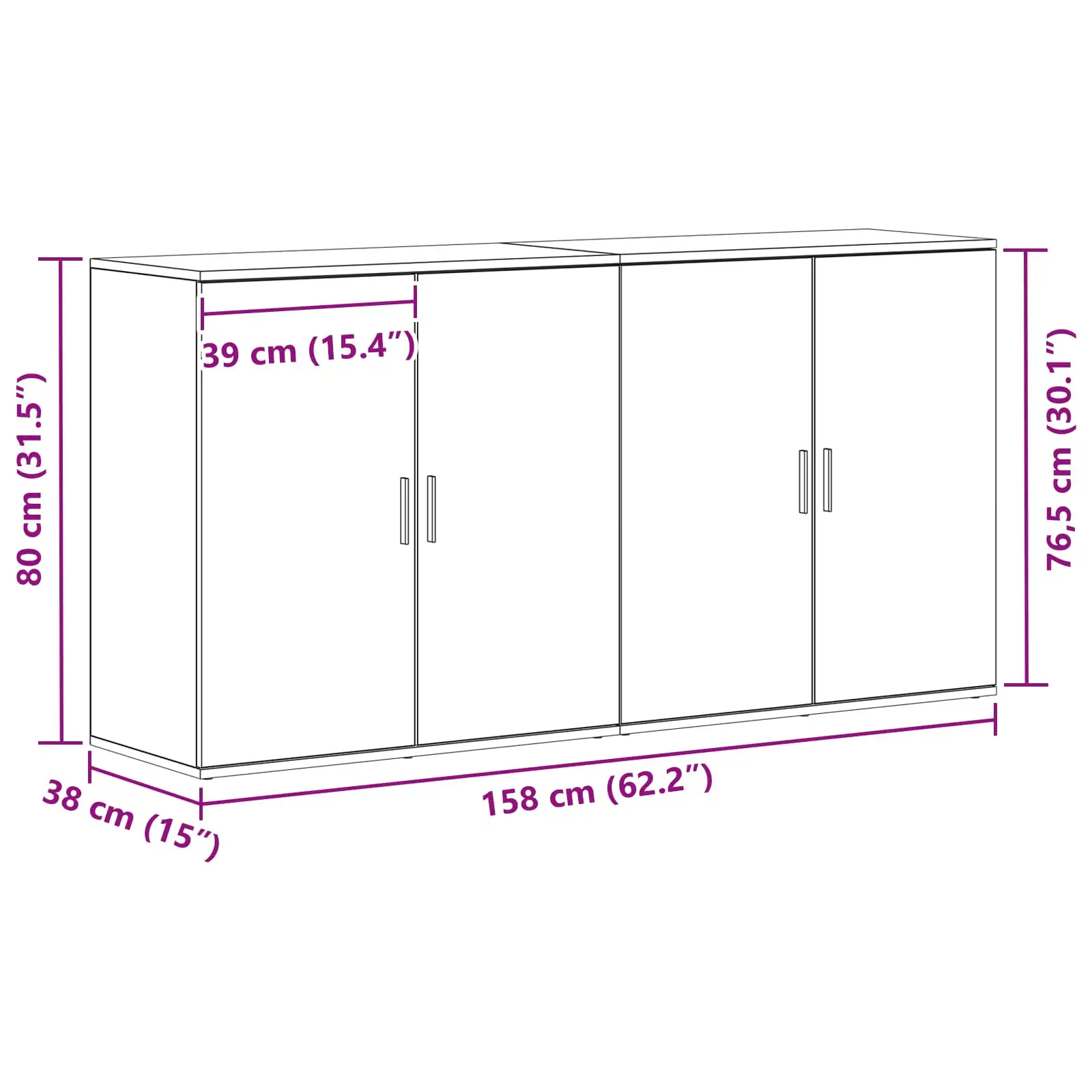 Madalkapid 4 hingedega ustega, 2 tk, vana puidu toon, tehispuit, 79 x 38 x 80 cm