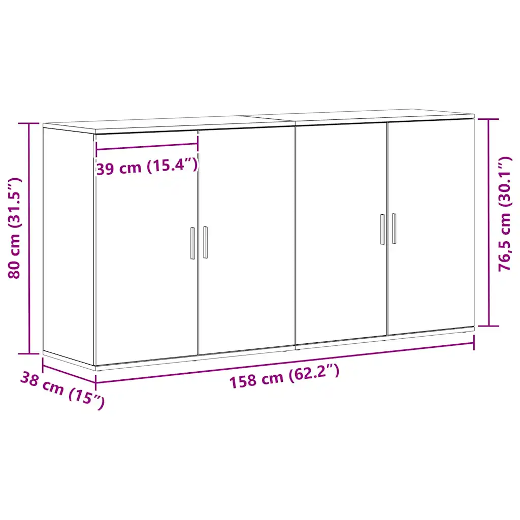 Madalkapid 4 hingedega ustega, 2 tk, vana puidu toon, tehispuit, 79 x 38 x 80 cm