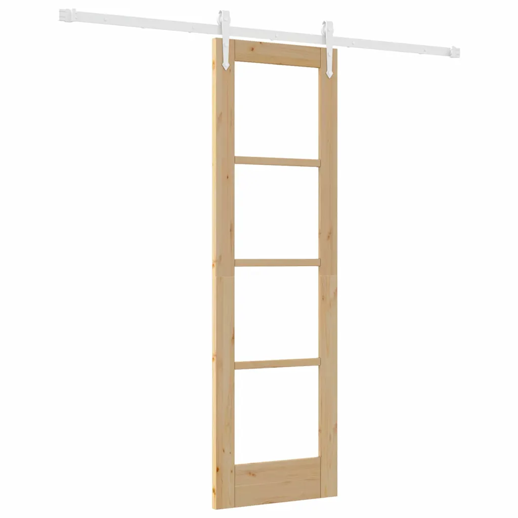 Liuguks männipuidust ja klaasist, neutraalne siseukse komplekt, 61 x 198,5 cm