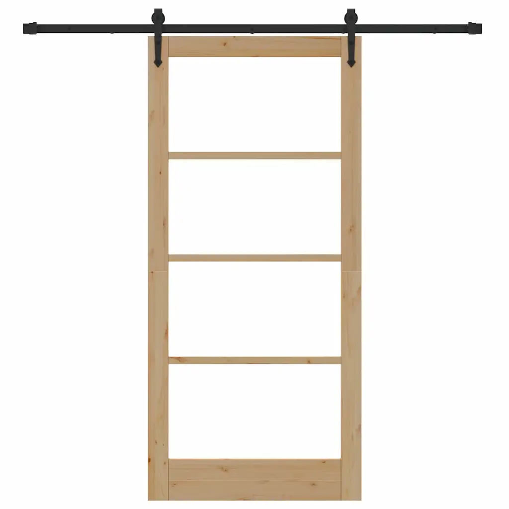 Männipuidust ja klaasist liuguks, looduslik ja must, 93 x 202 cm