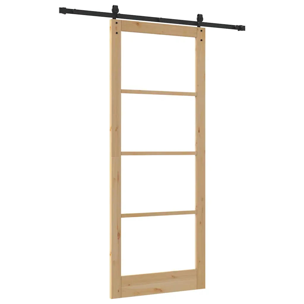Männipuidust ja klaasist liugukse komplekt, neutraalne, 93 x 232 cm