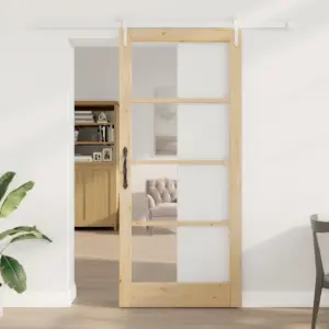 Männipuidust ja klaasist liuguks, neutraalne, 93 x 211 cm siinisüsteemiga komplekt