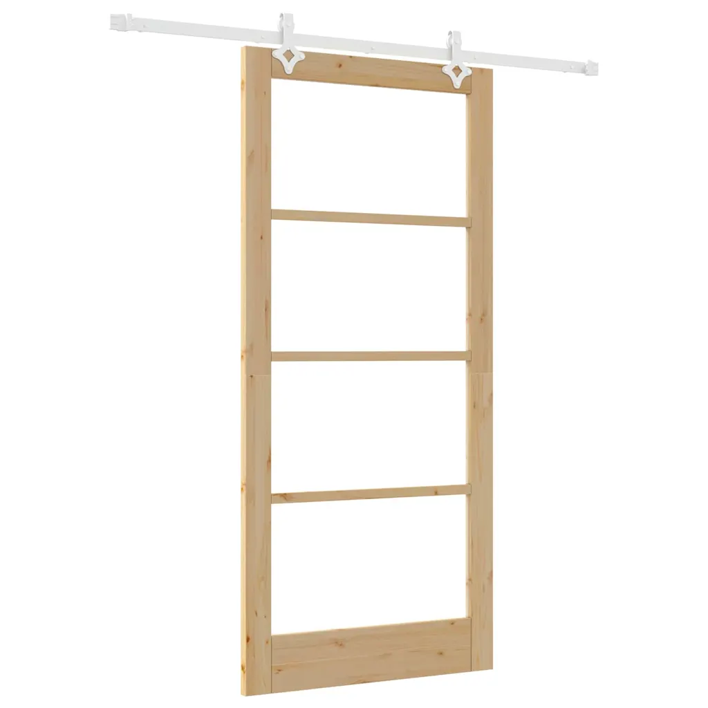 Männipuidust ja klaasist liuguks, neutraalne, 93 x 202 cm, rööpa- ja kinnituskomplektiga