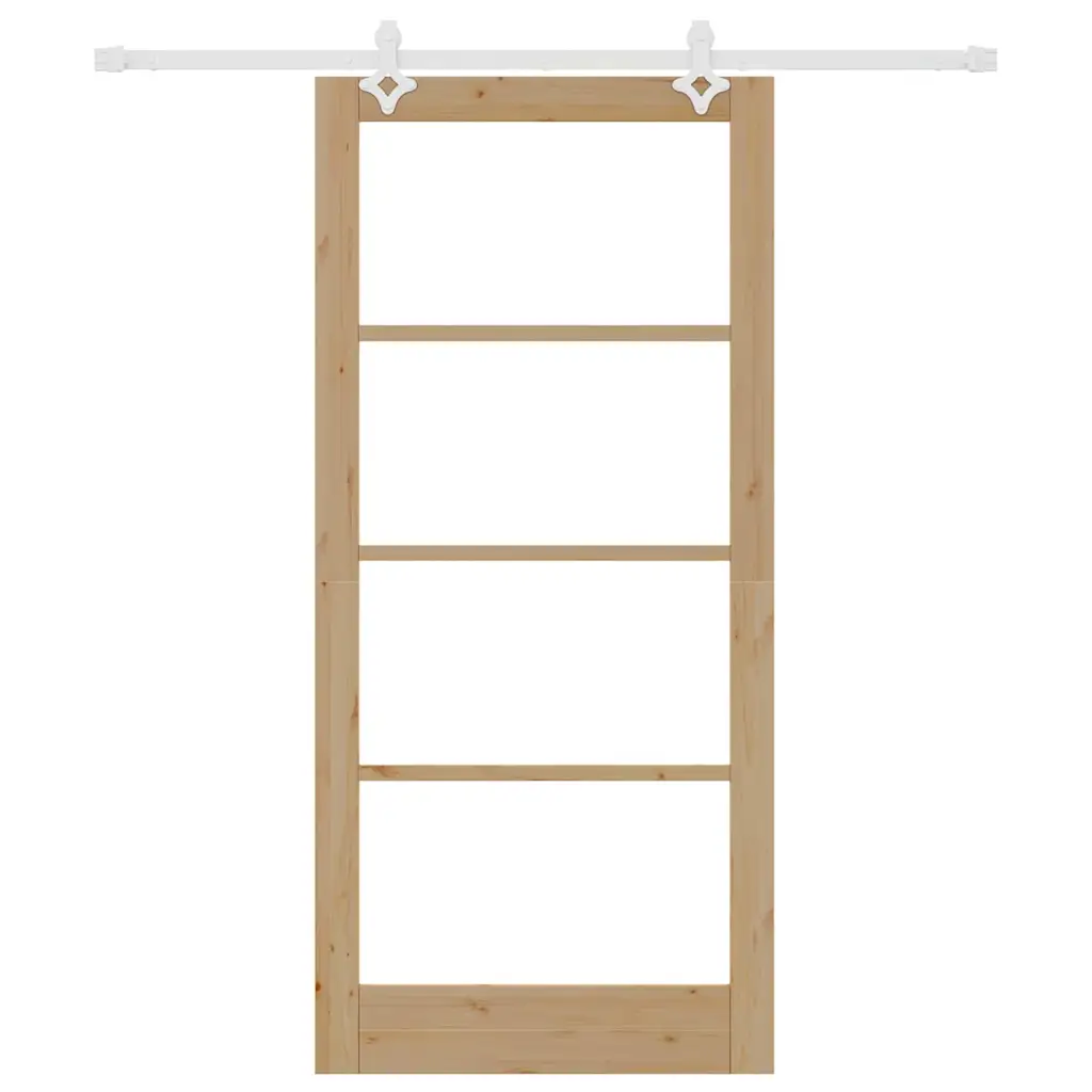 Männipuidust ja klaasist liuguks, neutraalne, 93 x 202 cm, rööpa- ja kinnituskomplektiga