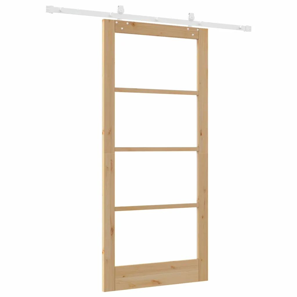 Männipuidust ja klaasist liuguks, neutraalne, 93 x 202 cm, rööpa- ja kinnituskomplektiga