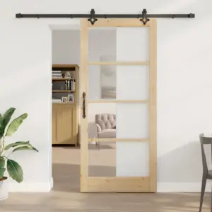 Männipuidust ja klaasist liuguks siinisüsteemiga, pruun, 93 x 211 cm