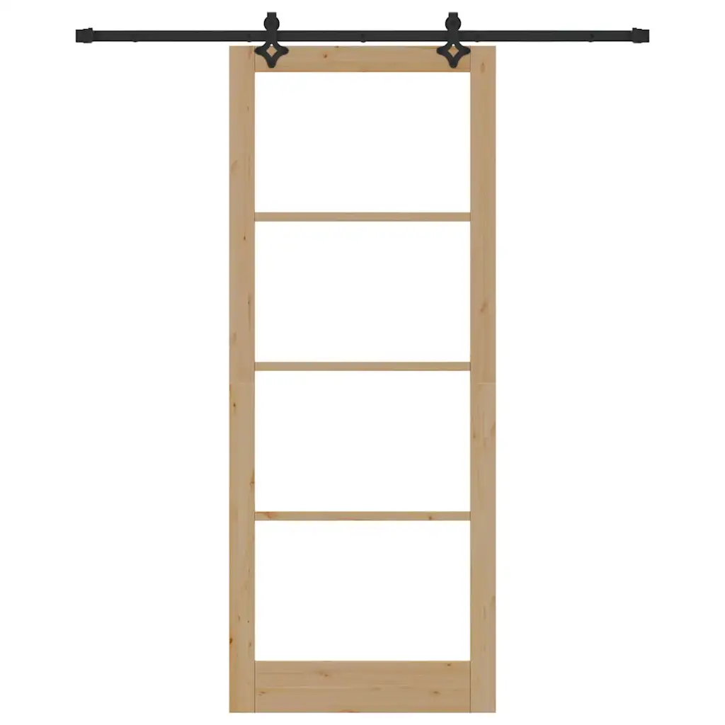 Männipuidust ja klaasist liuguks ORKDAL, naturaalne ja must, 93 x 232 cm