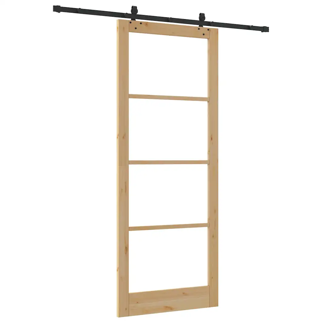 Männipuidust ja klaasist liuguks ORKDAL, naturaalne ja must, 93 x 232 cm