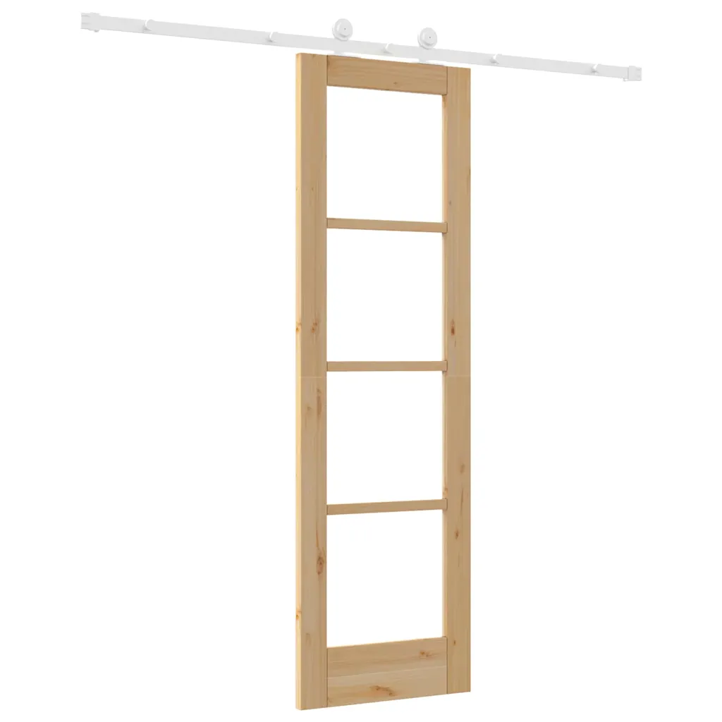 Neutraalne männipuidust klaaspaneelidega lükanduks ORKDAL, 61 x 198,5 cm