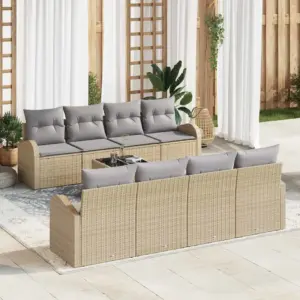 7-osaline modulaarne aiadiivanikomplekt, beež polürotang, laud 55 x 55 x 37 cm