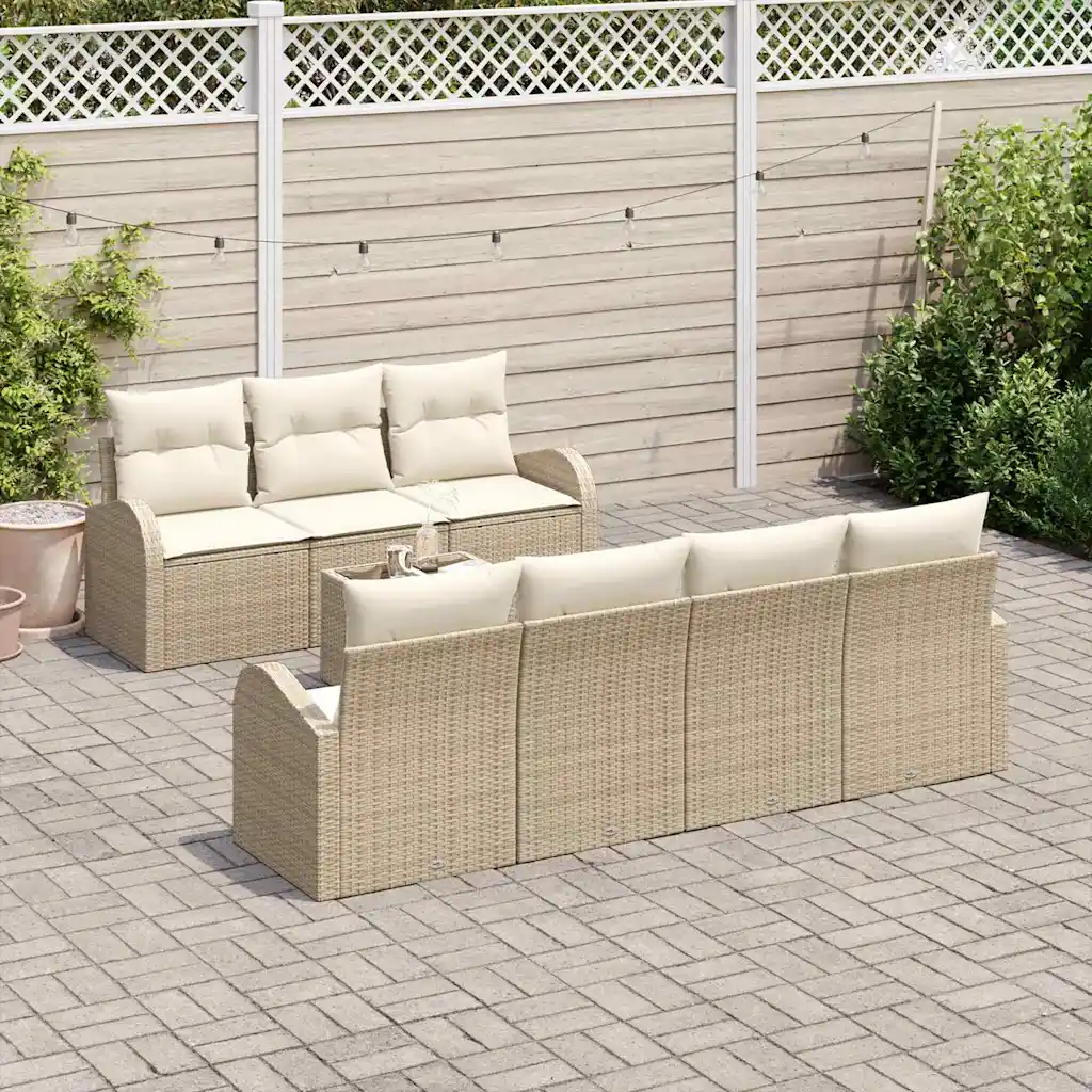 8-osaline modulaarne aiadiivanikomplekt lauaga, beež polürotang