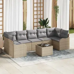 Modulaarne aiadiivanikomplekt beežist polürotangist, 8 osa, 289 x 122,5 x 85 cm