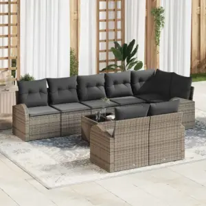Modulaarne polürotangist aia diivanikomplekt hallide patjadega, laud 55 x 55 x 37 cm