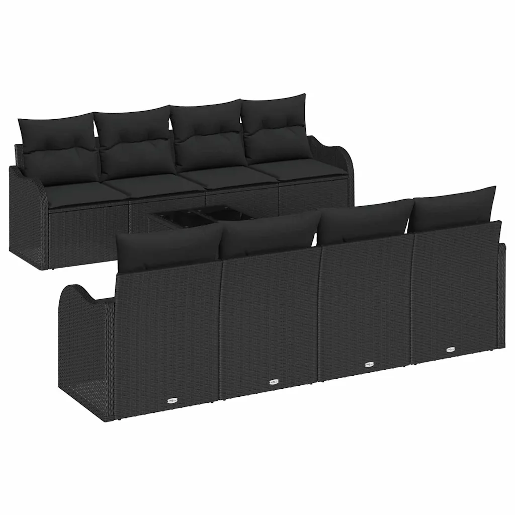 Modulaarne 6-kohaline aia diivanikomplekt lauaga, must polürotang