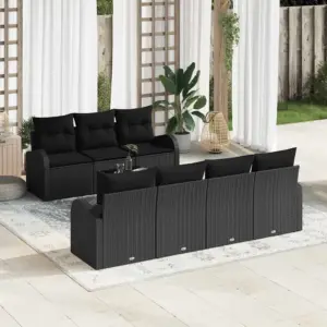 Modulaarne aiadiivanikomplekt patjadega, must polürotang, laud 55 x 55 x 37 cm, 8 osa