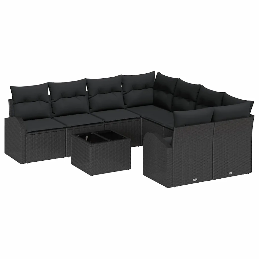 Modulaarne polürotangist aianurgadiivanikomplekt lauaga, must, üldmõõt 234 x 234 x 85 cm