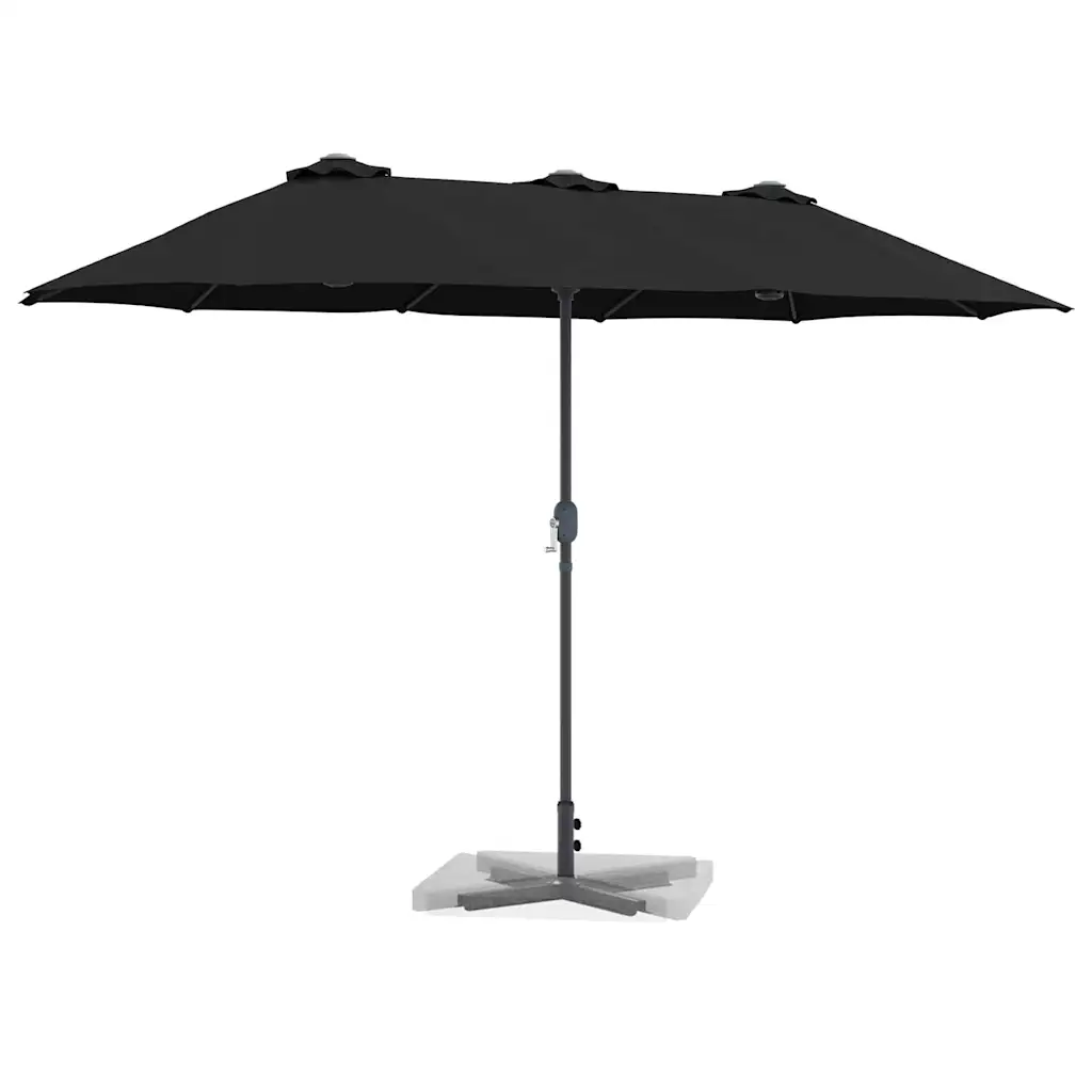 Kokkuklapitav aia päikesevari, must, 370 x 197 x 239 cm, polüester ja alumiinium