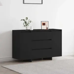 Must tehispuidust kummut 3 sahtli ja 2 uksega, 120 x 41 x 75 cm