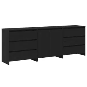 Must madalkapp sahtlite ja ustega, 3 tk, tehispuit, 70 x 41 x 75 cm