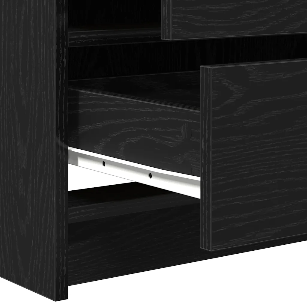 Must meigilaud LED-peegliga, 9 sahtlit ja riiulid, tehispuit, 50 x 41 x 135 cm