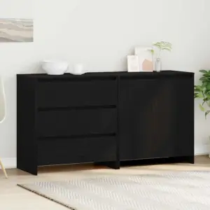 Must nõudekapp sahtlite ja ustega, 2 tk, tehispuit, 70 x 41 x 75 cm